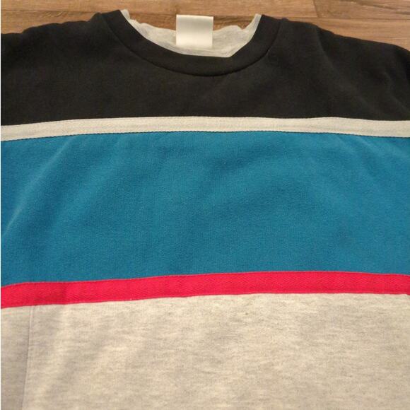 VTG Active Wear Adult XL Sweatshirt Color lock Retro Teal Blue Skater Surf - Picture 2 of 6